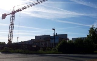 Les murs du futur centre de formation industrielle de Cambes sortent de terre au cœur de la zone d'activités de Quercypôle./ Photo DDM, A.L.